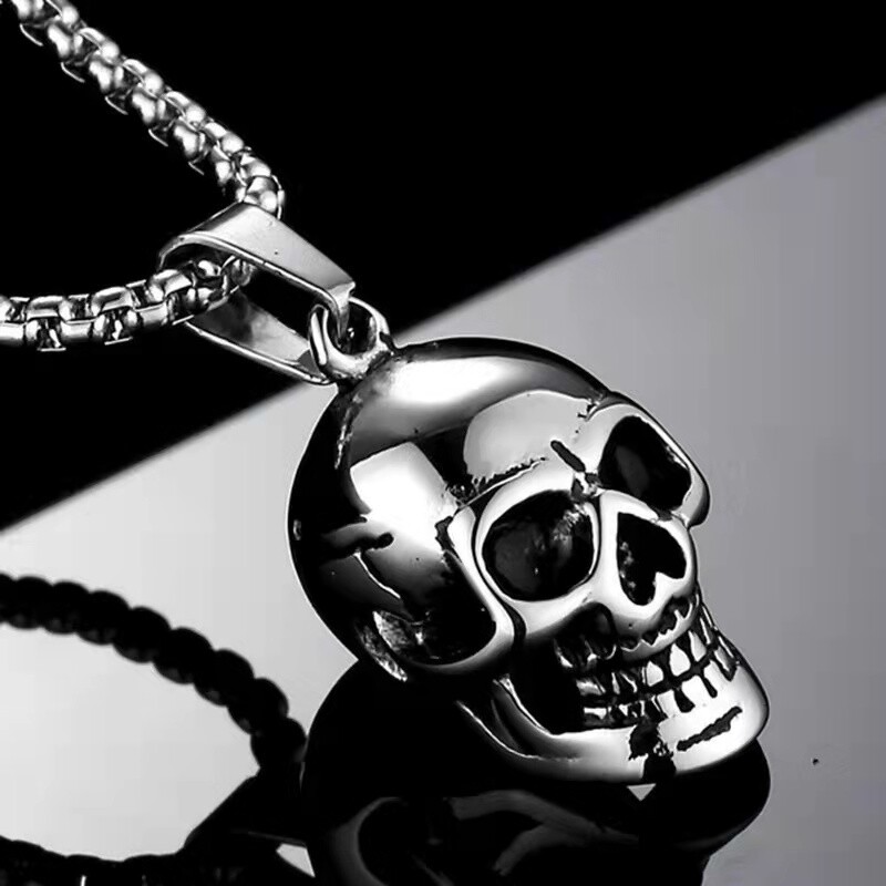 Skeleton Skull Pendant Necklaces Earrings Set Ghost Head for Couple Hip Hop Jewe
