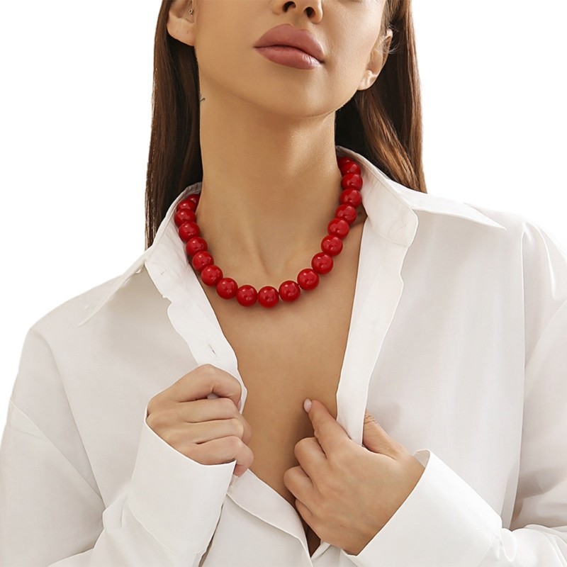 Lightweight Beads Choker Durable Acrylic Beaded Necklace Trendy Short Necklace