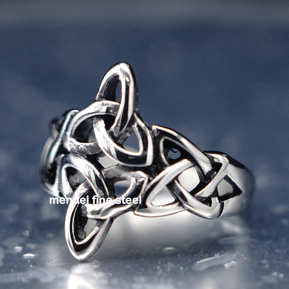 MENDEL Womens Gold Plated Irish Celtic Triquetra Trinity Knot Ring Size 6 7 8-11