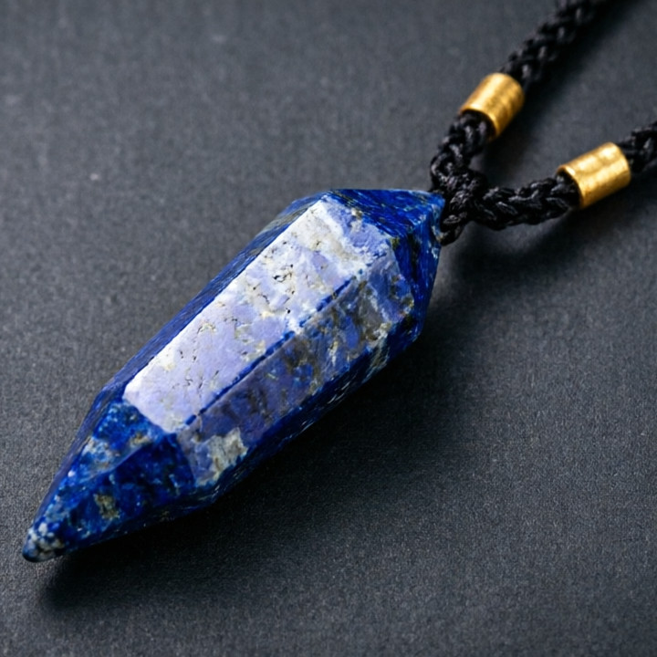 Natural Lapis Lazuli Double Point Crystal Pendant Adjustable Healing Necklace