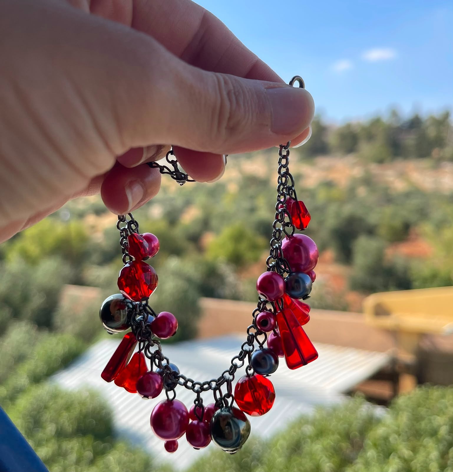 ⁠Boho Red Beaded Charm Anklet Vintage Style Ankle Bracelet