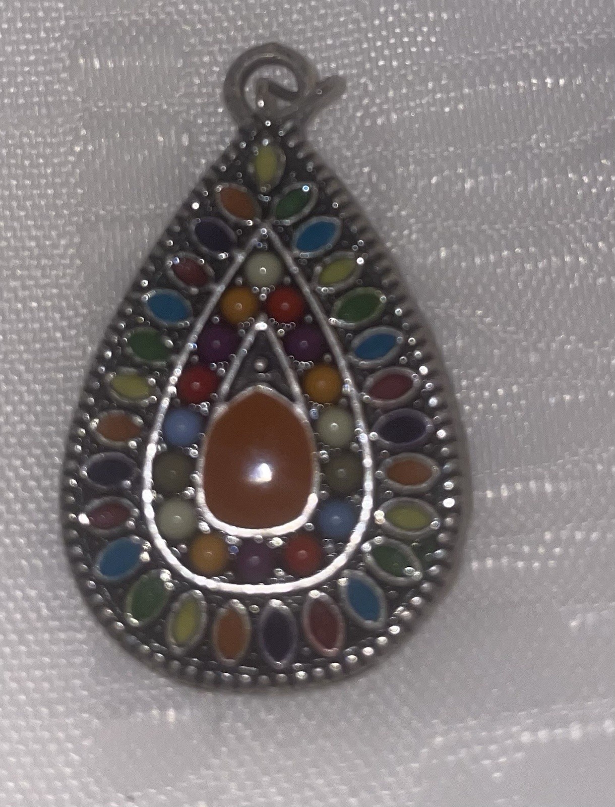 Beaded Enamel Boho Bohemian Colorful Vintage Retro Pendant