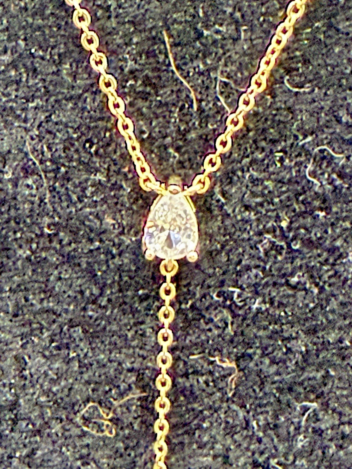 Mooham Necklace Set Gold Tone With CZ Accent And Dainty Chain. New In Box