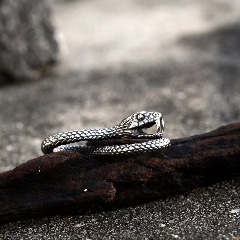 Men’s Silver Animal Snake Serpent Pendant Necklace Retro Rock Jewelry Chain 24″