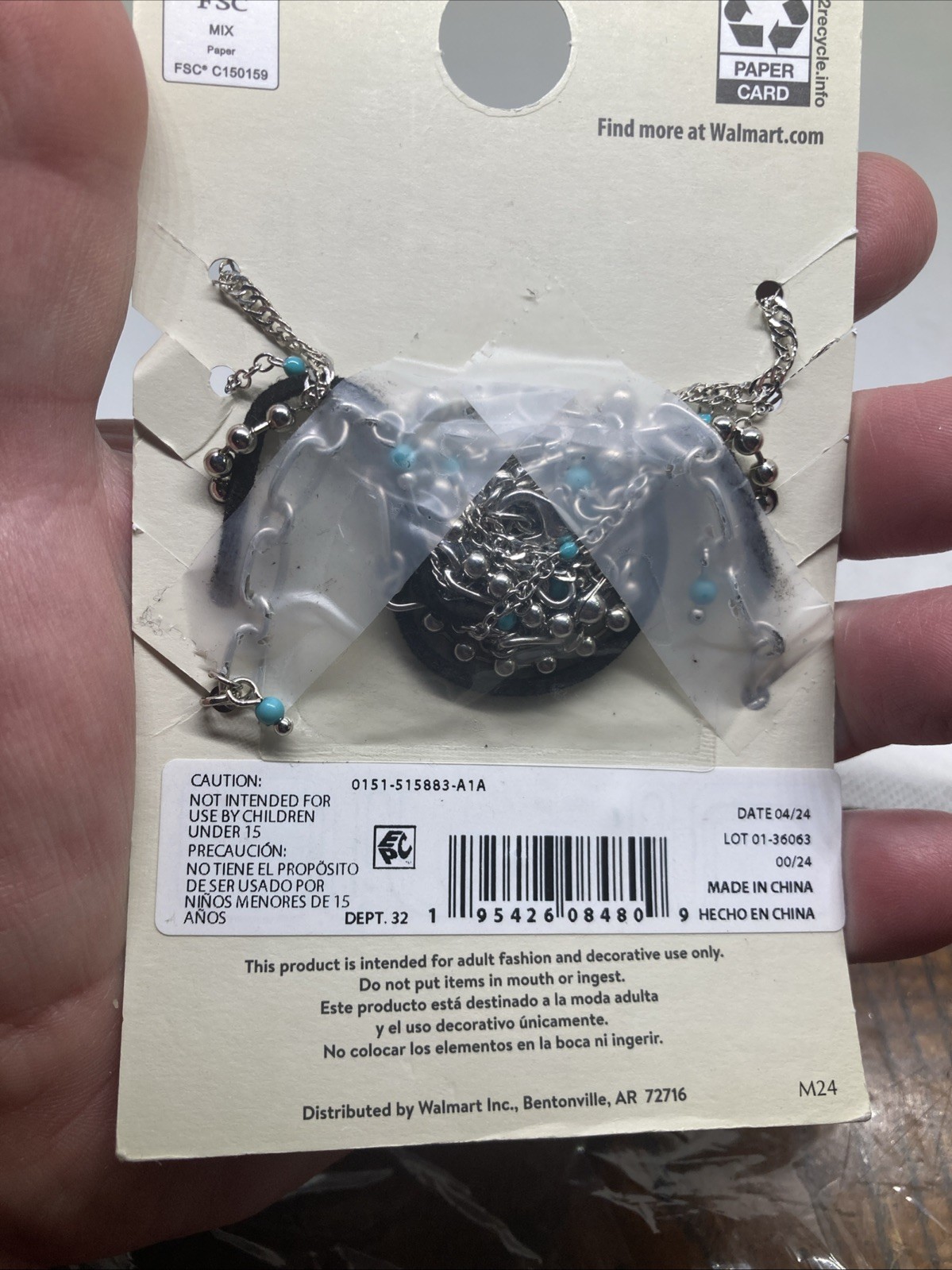 New No Boundaries Silvertone Turquoise Color Cross Chain 5 Piece Anklet Set