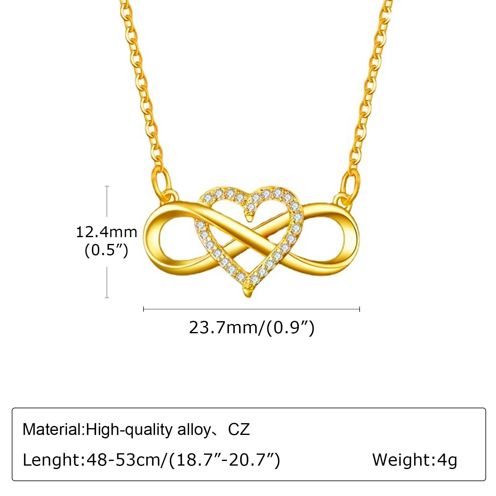 Infinity Heart Necklace for Women Collar Anniversary Birthday Jewelry Gifts