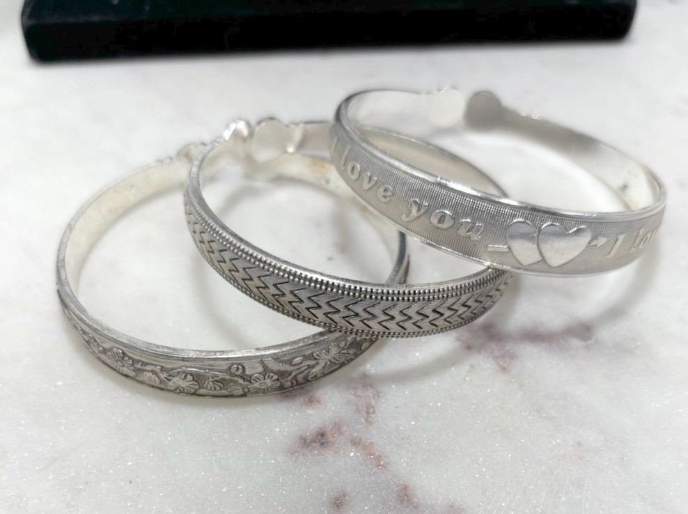 Tibetan Silver Open Cuff Bangle Bracelet Set Engraved Boho Women 10 pc