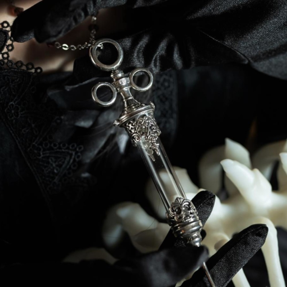 Retro Gothic Victorian Witch Potion Vial Necklace Medieval Fantasy Pendant Chain