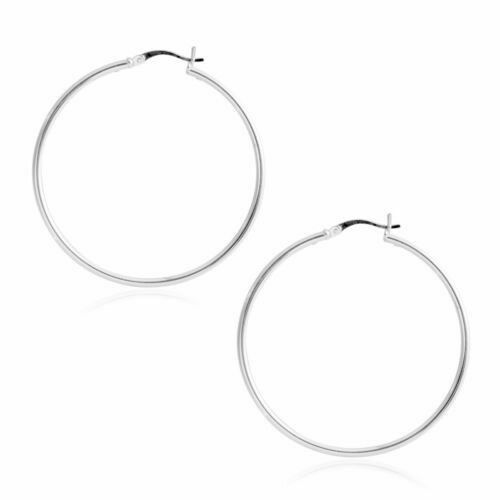 Womens 925 Sterling Silver Elegant S Shaped Large Silver Hoop Earrings – 35MM