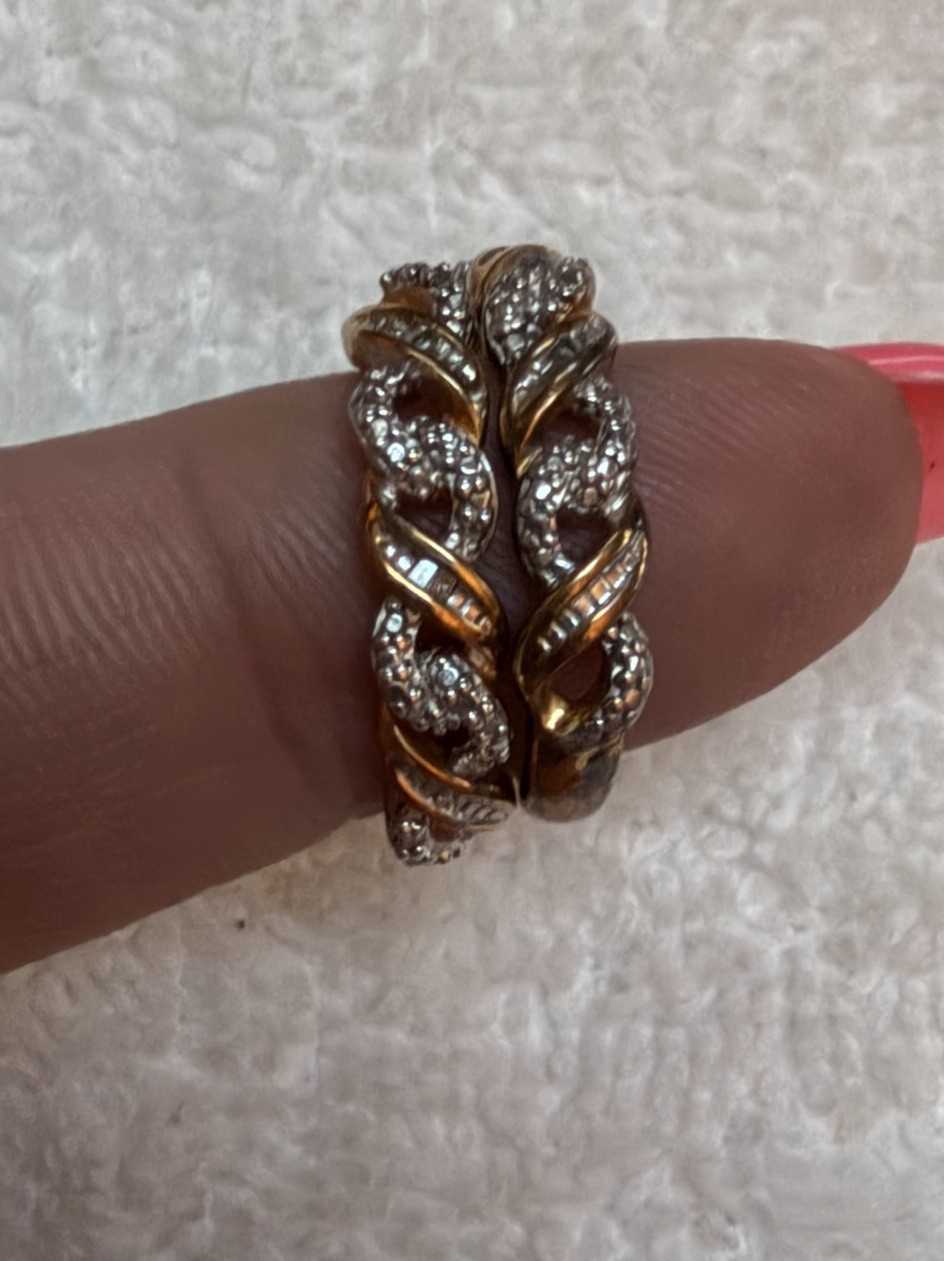 925 Sterling Silver Gold Tone Pavé CZ Twisted Huggie Hoop Earrings