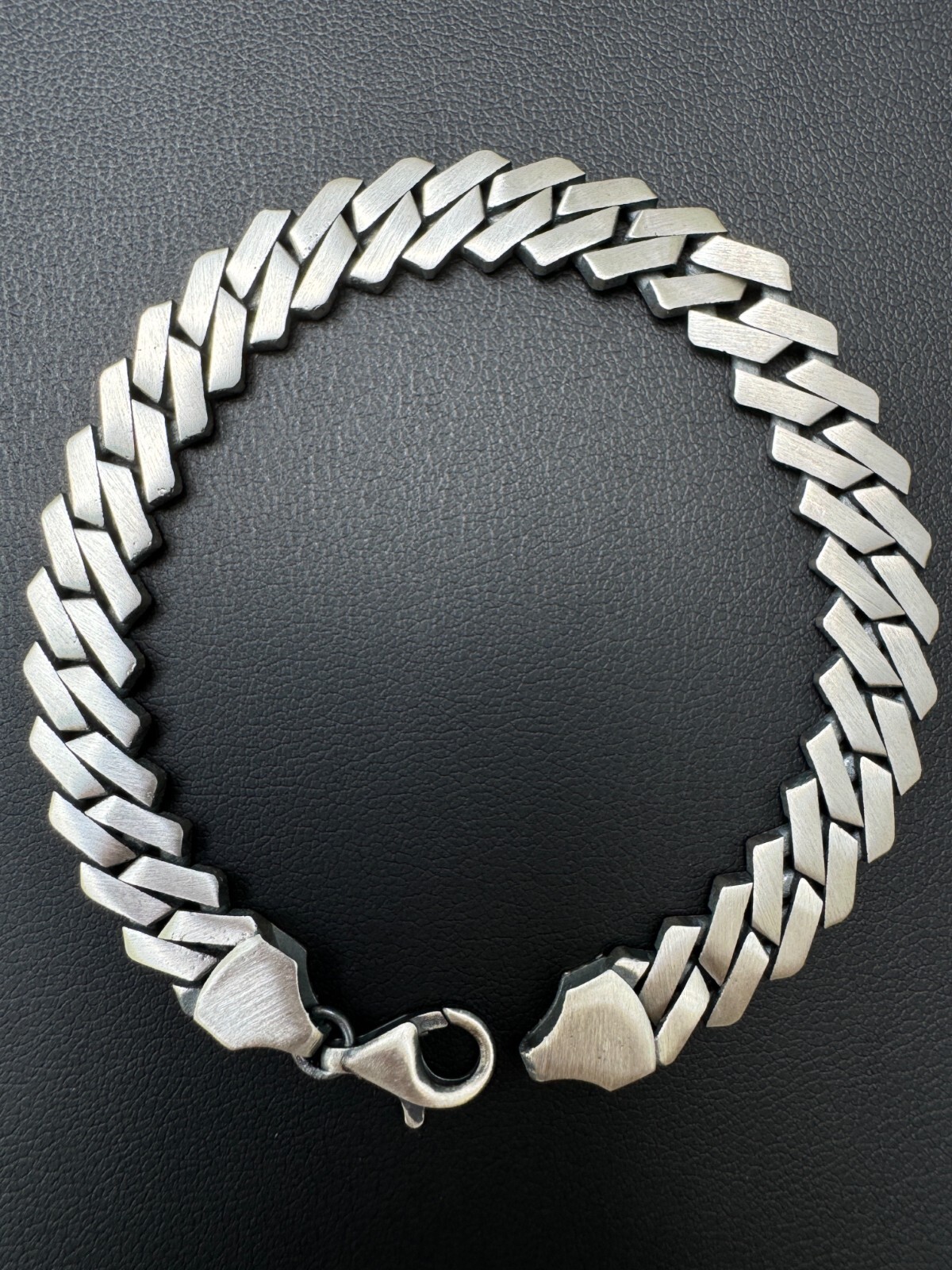 Prong Custom Miami Cuban Link Bracelet 8.5mm Real 925 Silver Oxidized Finish