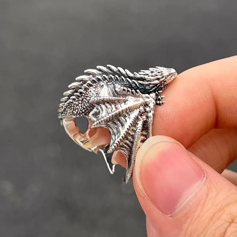Gothic Dragon Wings Adjustable Ring Vintage Punk Zinc Alloy Jewelry