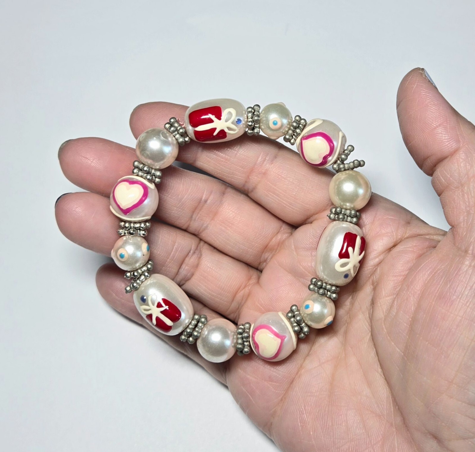Pink Bracelets Handmade Wholesale Lot of 6 Glass Beaded Stretch Bracelet