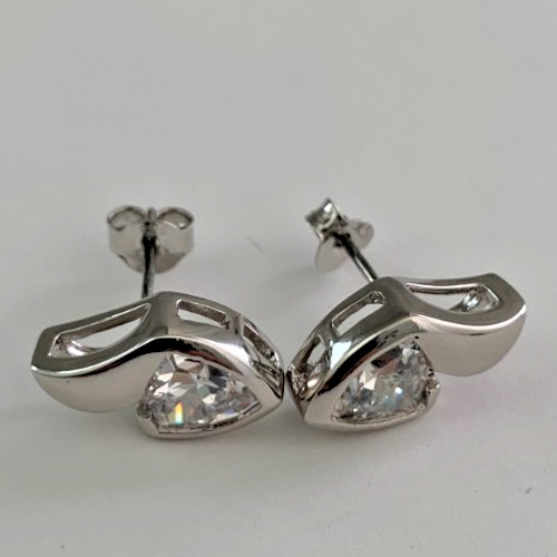 2.5ct Heart Cut Cubic Zirconia Solitaire Post Earrings in Solid Sterling Silver