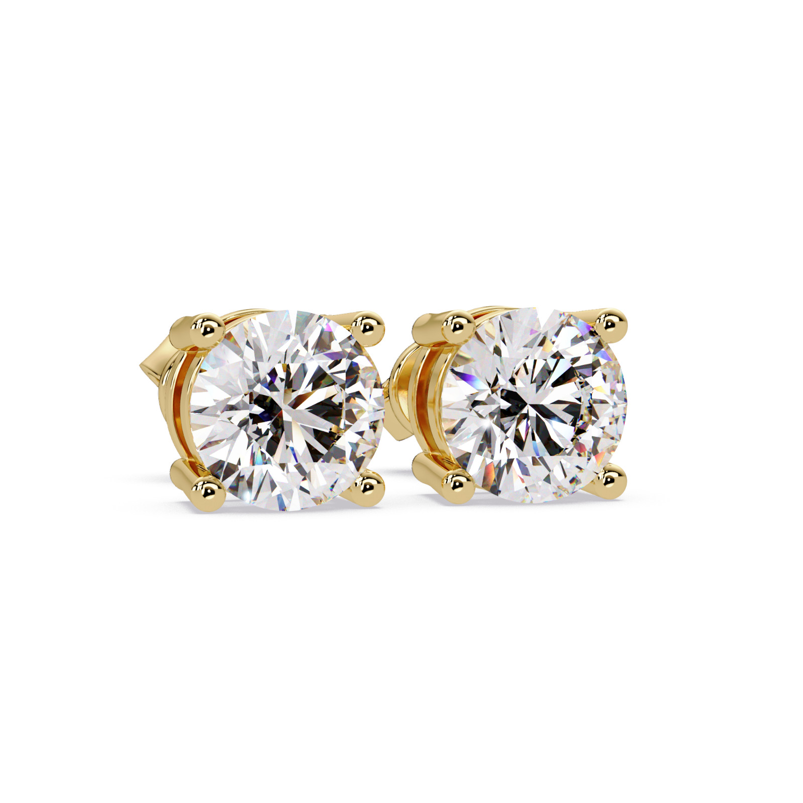 1.00 CTW Round Lab Grown Diamond Stud Earrings VVS 925 Sterling Silver Push Back