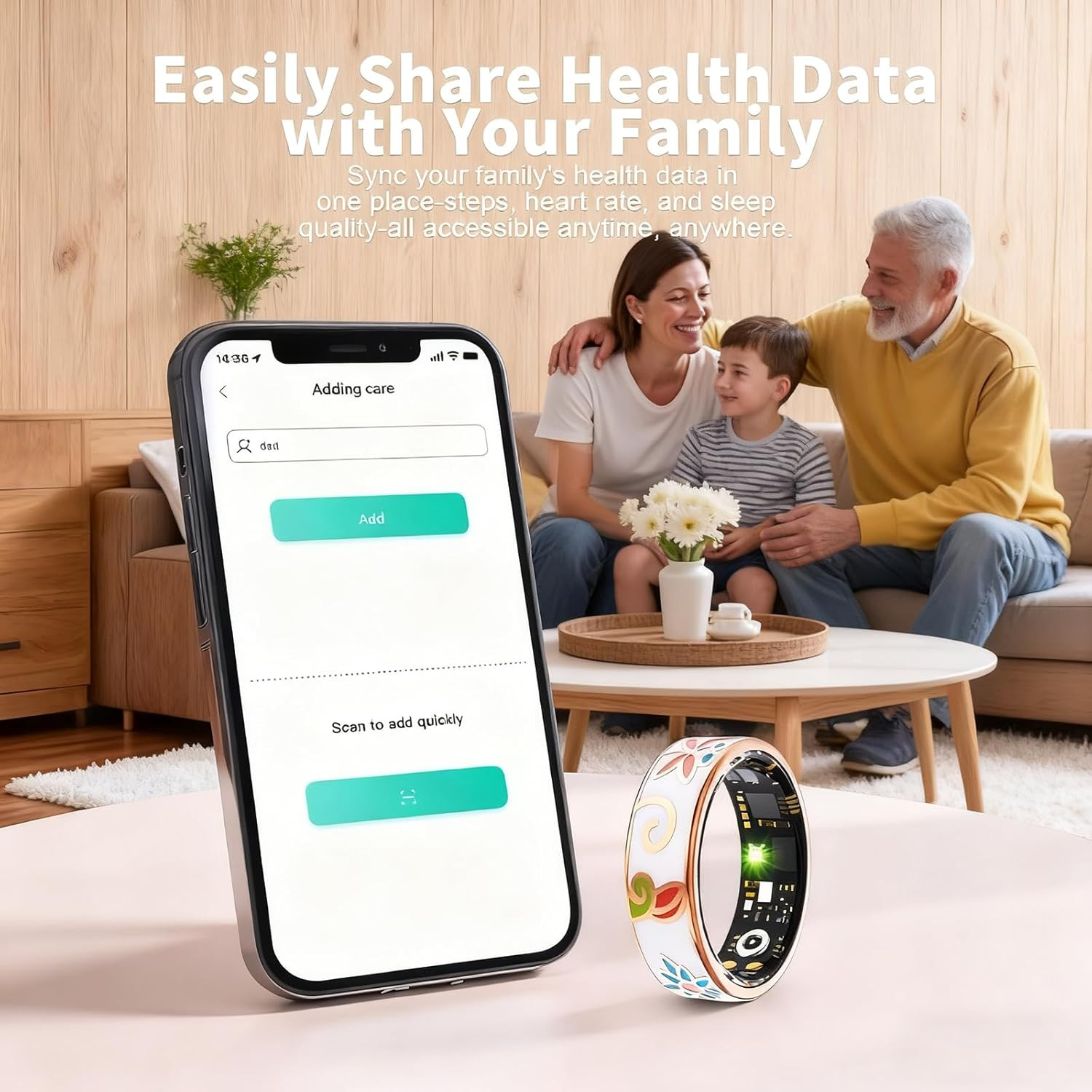 Smart Ring for Women & Men, Fitness Tracker with Heart Rate, SpO2, Blood Pressur