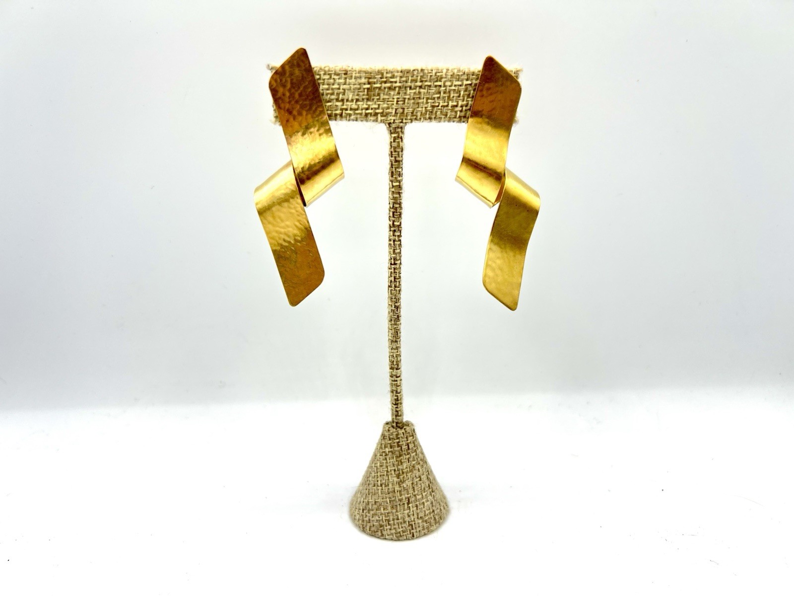 New Roost Brand Modern Twist Brass Sculpture Earrings Wearable Art Wholesale