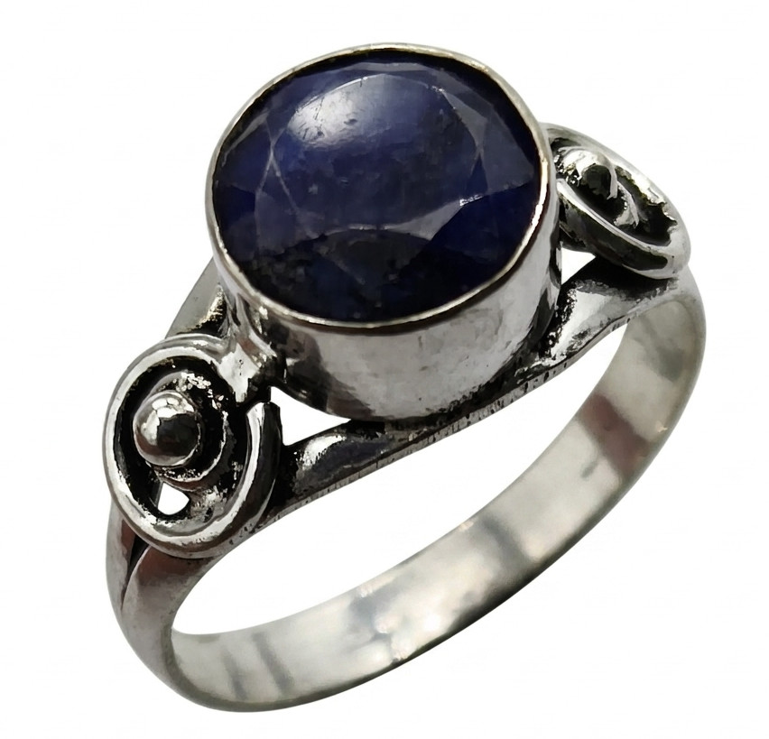 Blue Sapphire Natural Gemstone Silver Plated Ring US Size-10.25 A 819