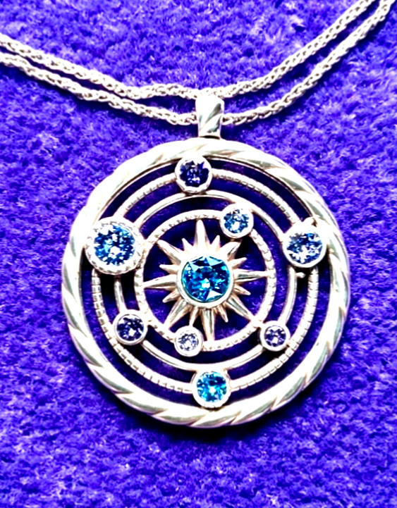 BRIGHTON HALO ORBIT TANZANITE HUE PRPL BLU SWAROVSKI CRYST NECKLACE VG+✨RET✨$139