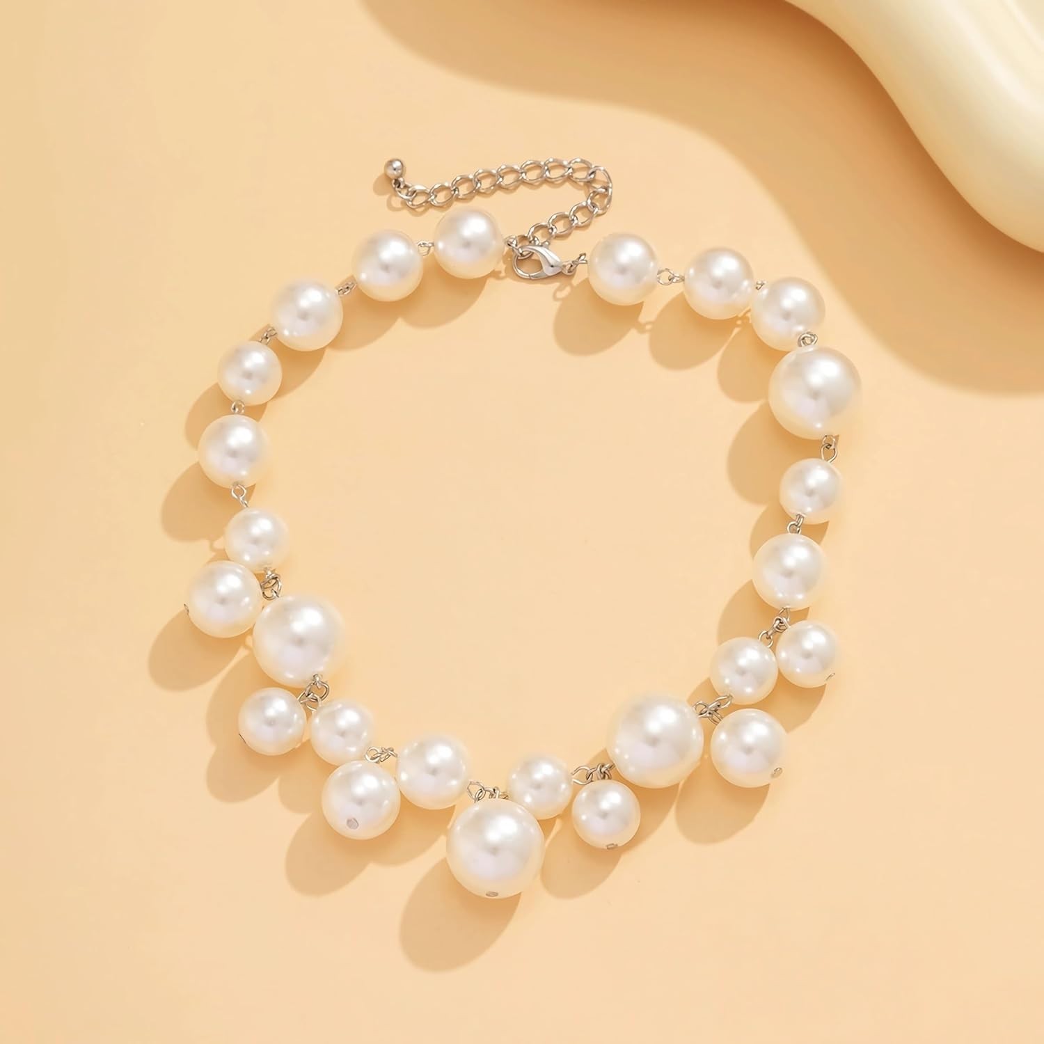Faux Pearl Necklace for Women Big Chunky Necklace…