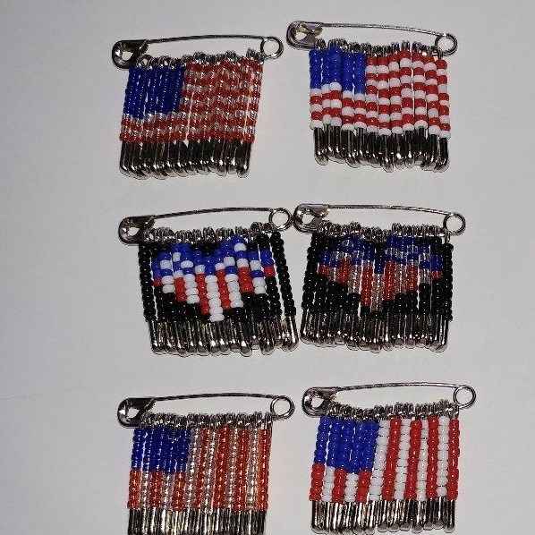 Unique Patriotic and Flag Safety Pin Brooch