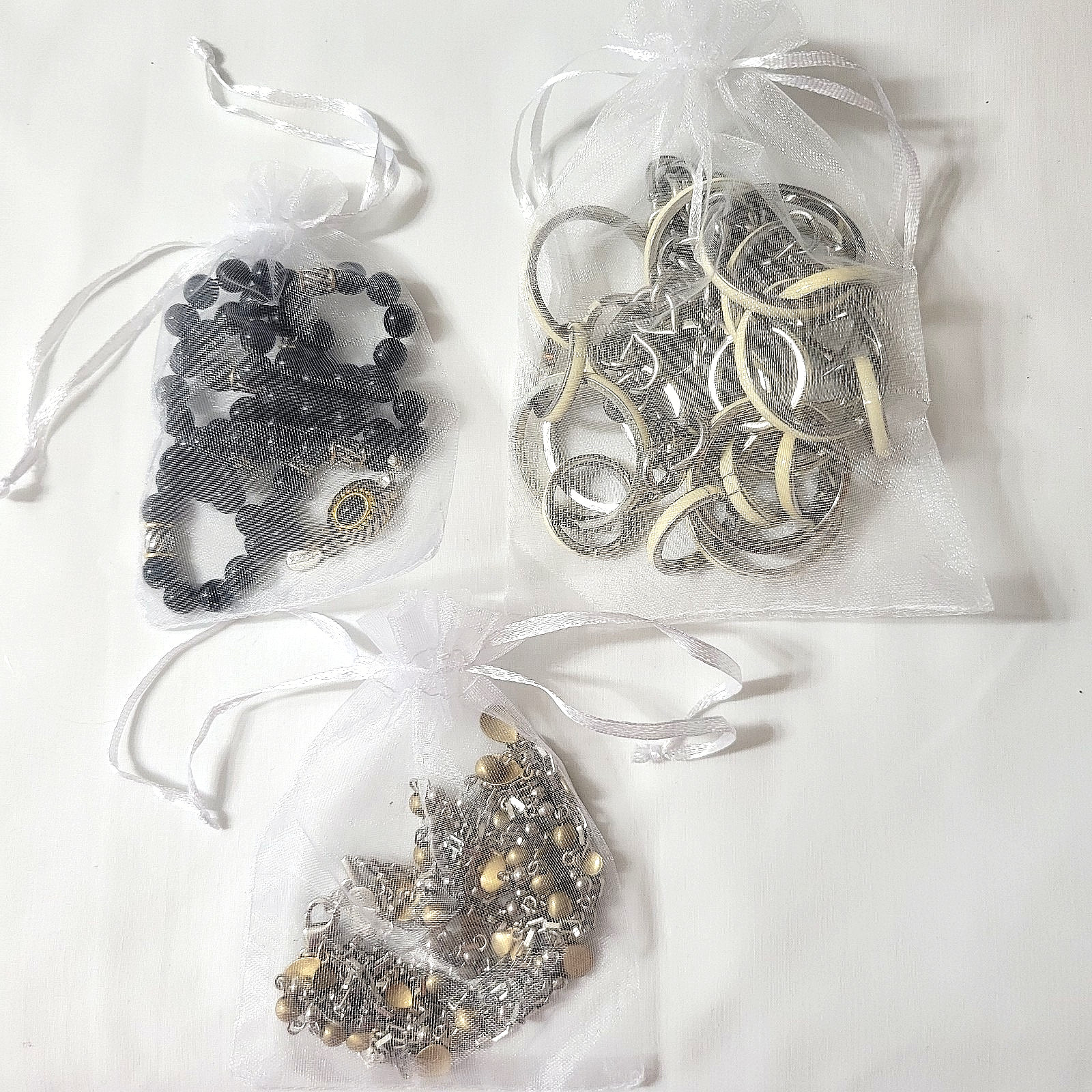 Lot 3 Talbots Necklaces: Ivory Silver Chain Link + Brass & Silver + Black Bead