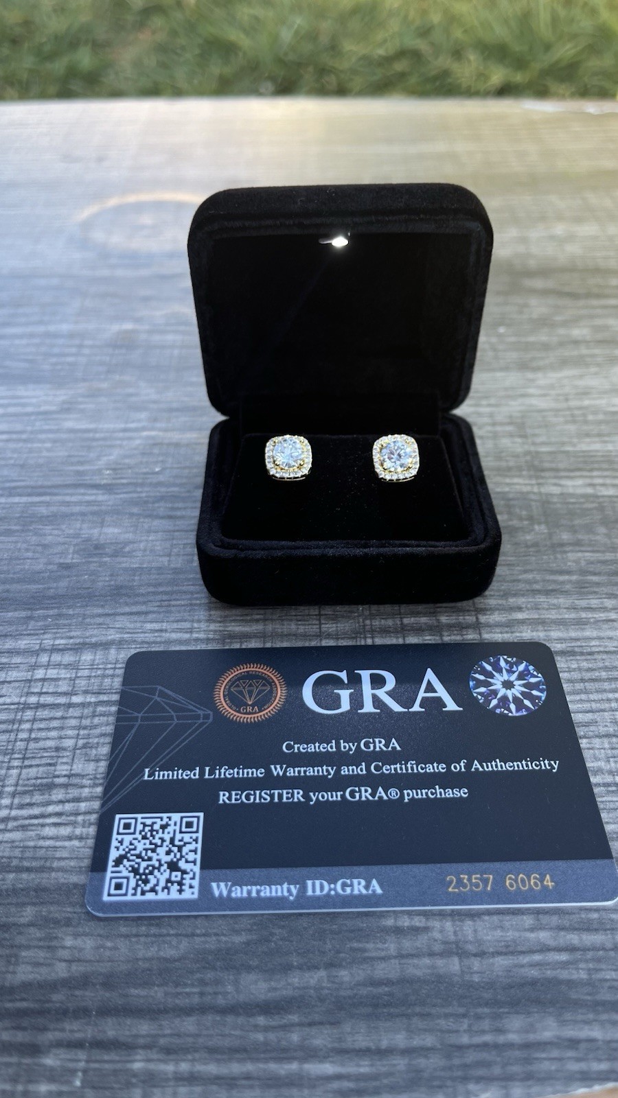 VVS1 Square Moissanite Halo Earrings Gold plated 1.0CT Size 6.5mm GRA✅