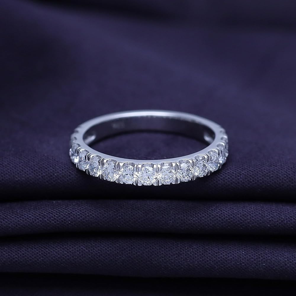 0.50 CT Round Lab-Created Diamond Wedding Band White Gold Plated 925