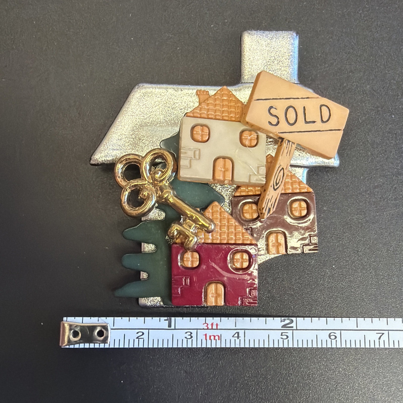 Vintage Silver Tone Sold House Brooch Pin Real Estate Agent Gift Realtor Jewelry