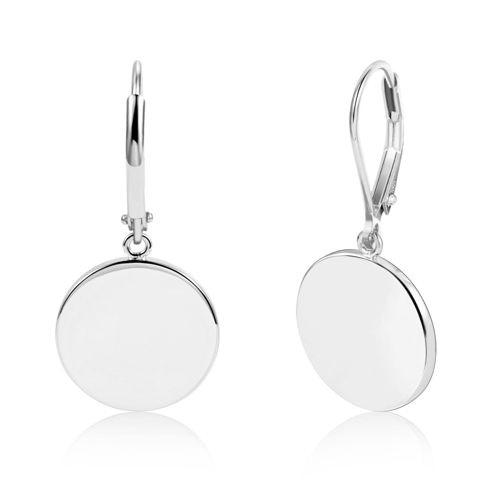Sterling Silver Disc Dangle Earrings for Women Flat Hypoallergenic Drop Earri…