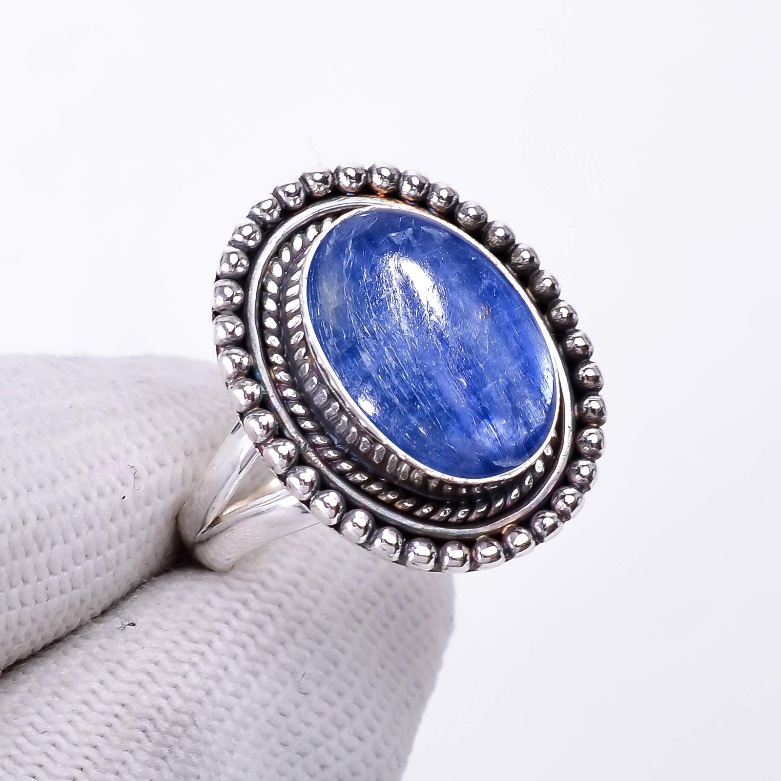 Natural Blue Kyanite Ring in 925 Sterling Silver, Handmade Birthday Jewelry