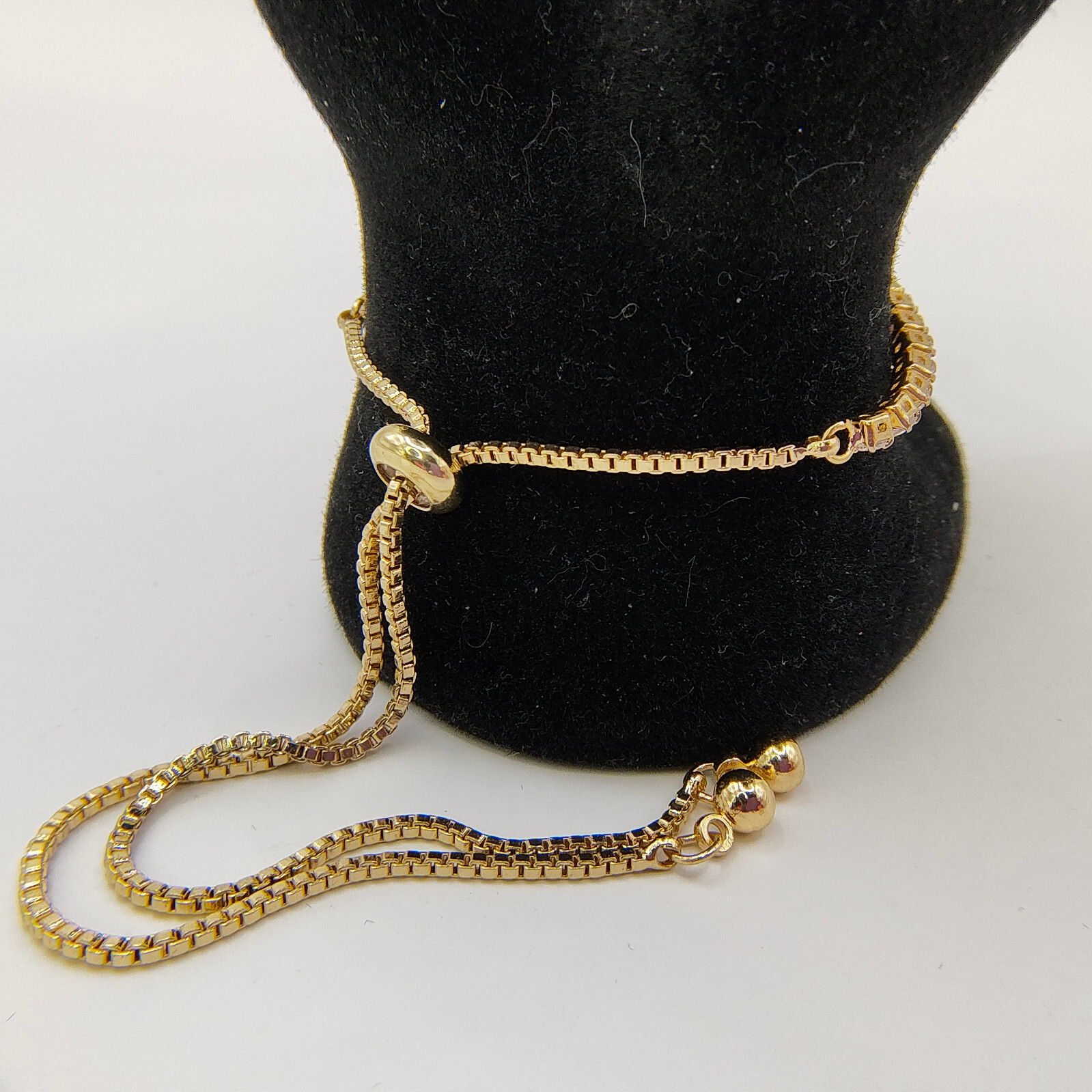 Tree of Life Adjustable Bolo Bracelet White Rhinestone Gold Tone Slider Chain