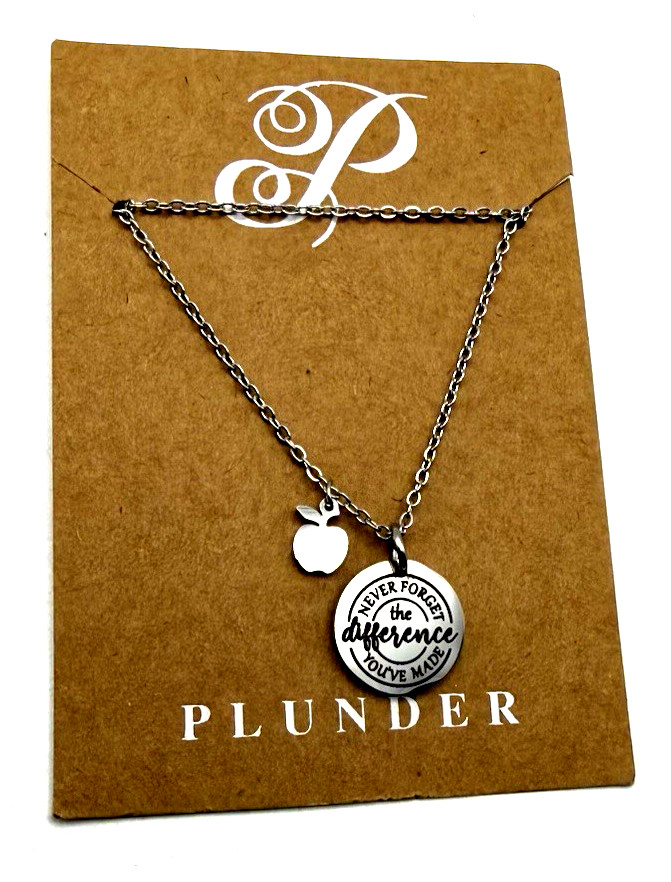 NWT Plunder 18″ Silver Tone Inspirational “Never Forget..” Pendant Necklace