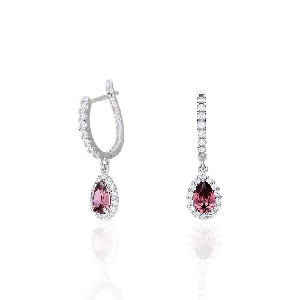 Real 14k Gold Yellow White Birthstone Teardrop Diamond Halo Earrings 1″
