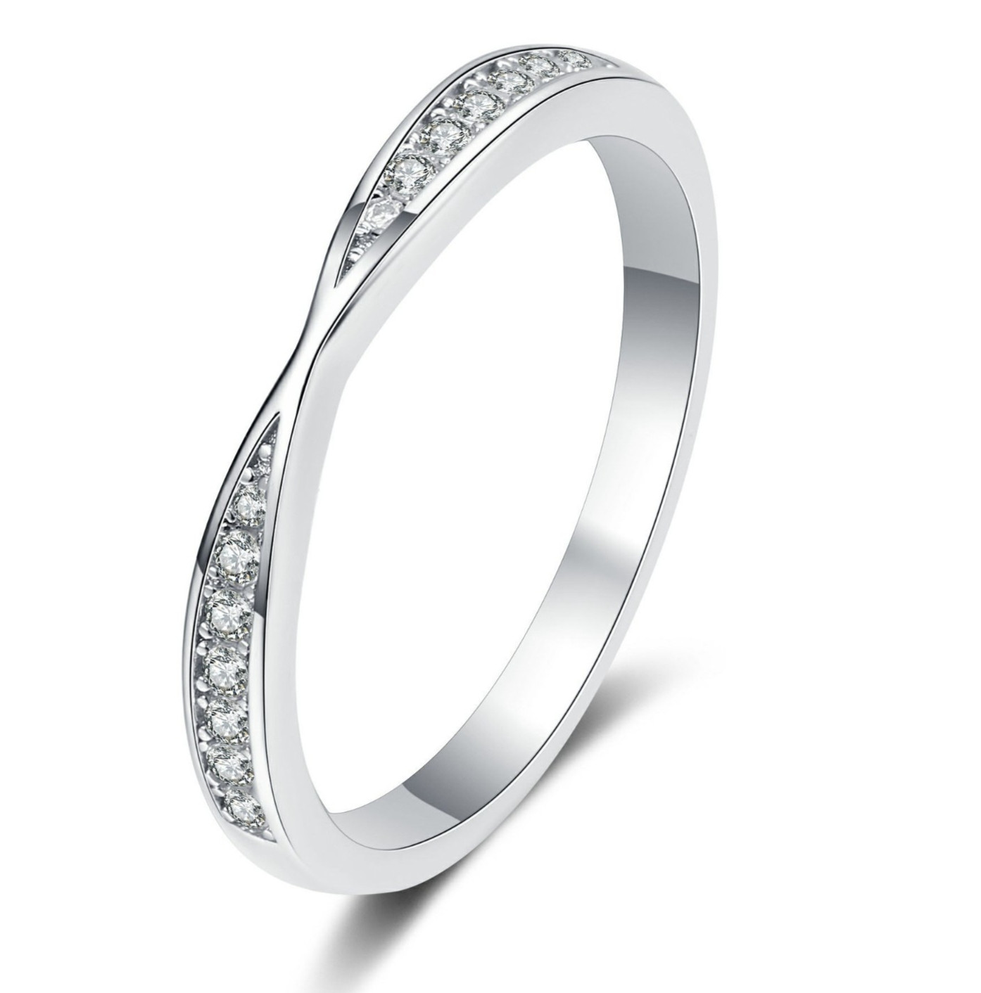0.44 CT Lab Grown diamond Wedding Band Promise Ring 14k white Gold plated 925