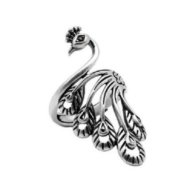 Elegant 925 Sterling Silver Charm Fashion Phoenix Peacock Ring One Size Fit All