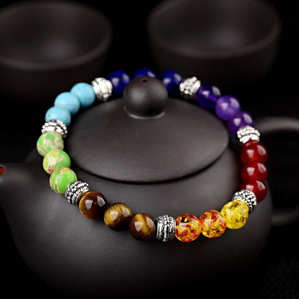 7 Chakra Natural Stone Reiki Energy Healing Women Men Charm Bracelets Jewelry