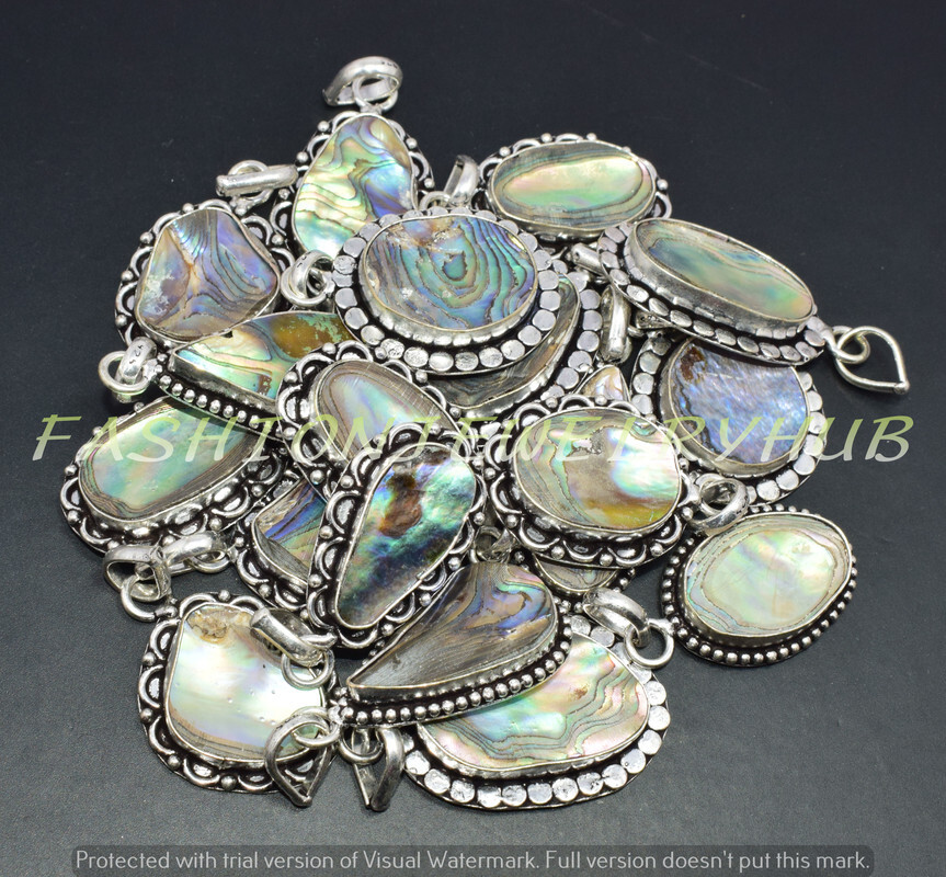 Abalone Shell Gemstone Ethnic Handmade 5pcs Lot 925 Silver Plated Jewelry