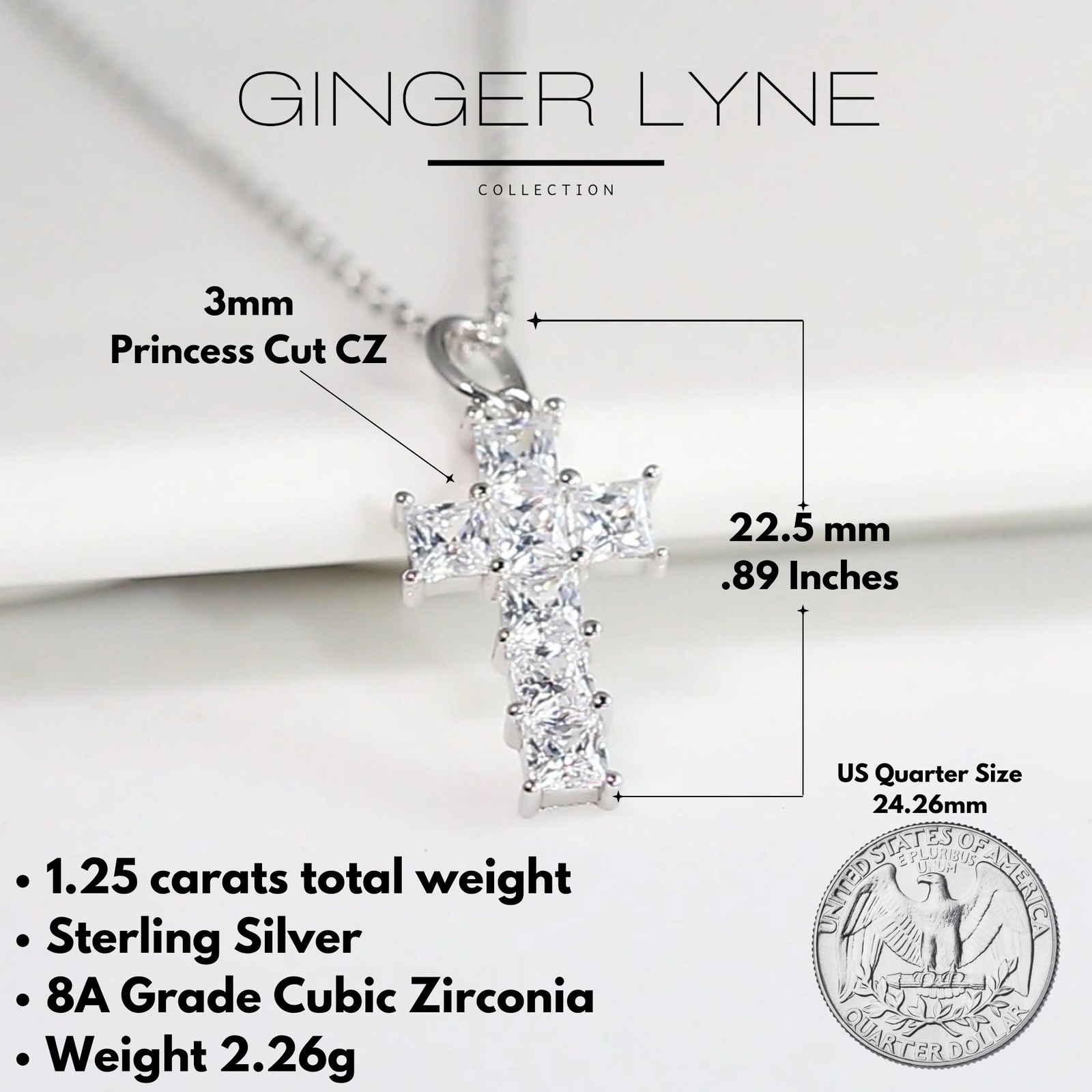 Cross Necklace for Women by Ginger Lyne Collection Sterling Silver Cross Pendant