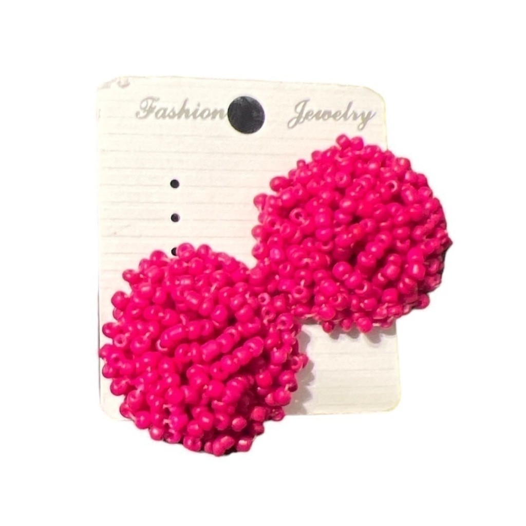 BEADED stud earrings. Pink. NWT