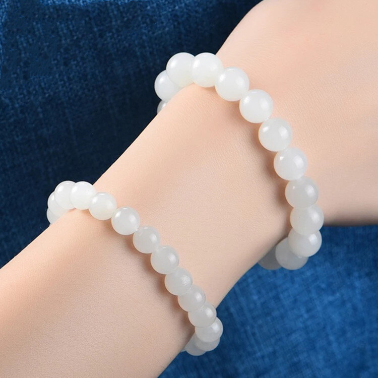 Natural White Chalcedony Bracelet Stone Bead Chakra Heal Gift 6/8/10/12 mm
