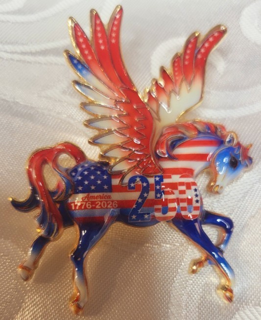 Unicorn Brooch Patriotic America 250 Anniversary Modern New Pin Red White Blue