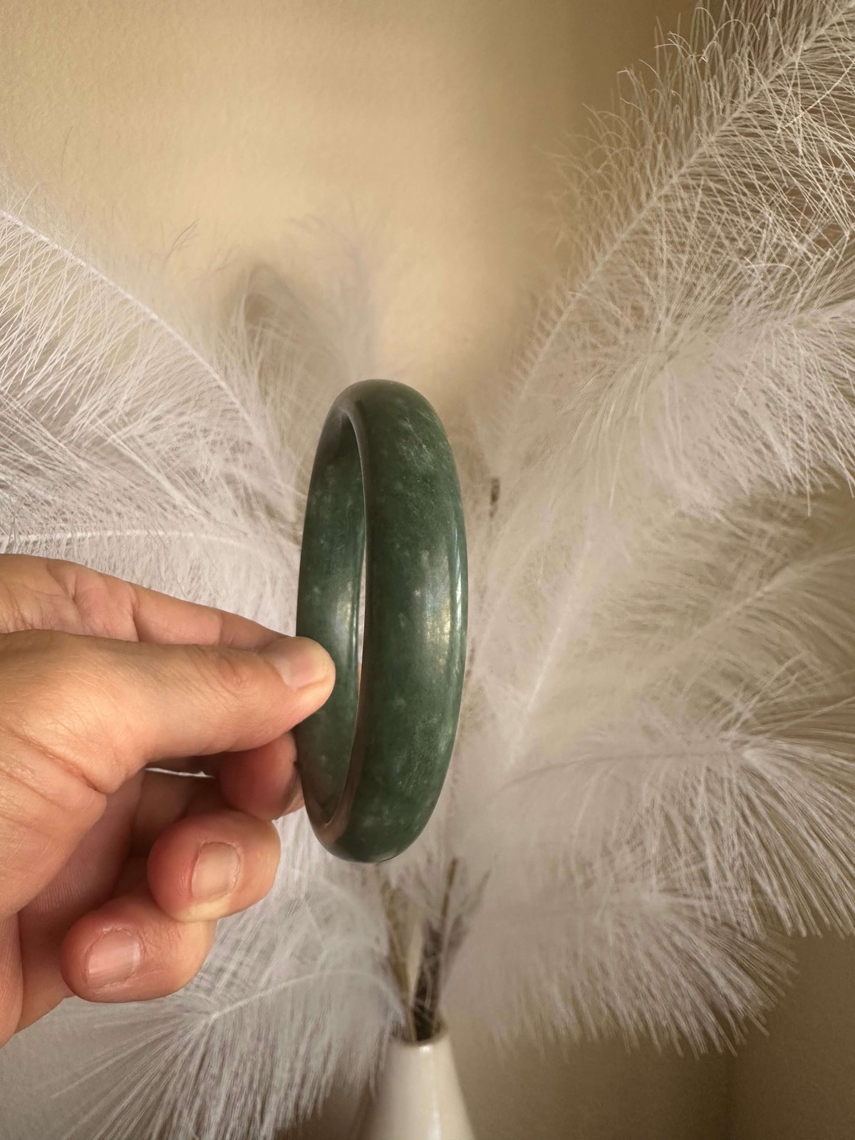 Gorgeous Dark Green Real Jade Bracelet Bangle Wealth Good Fortune Good Luck 65mm