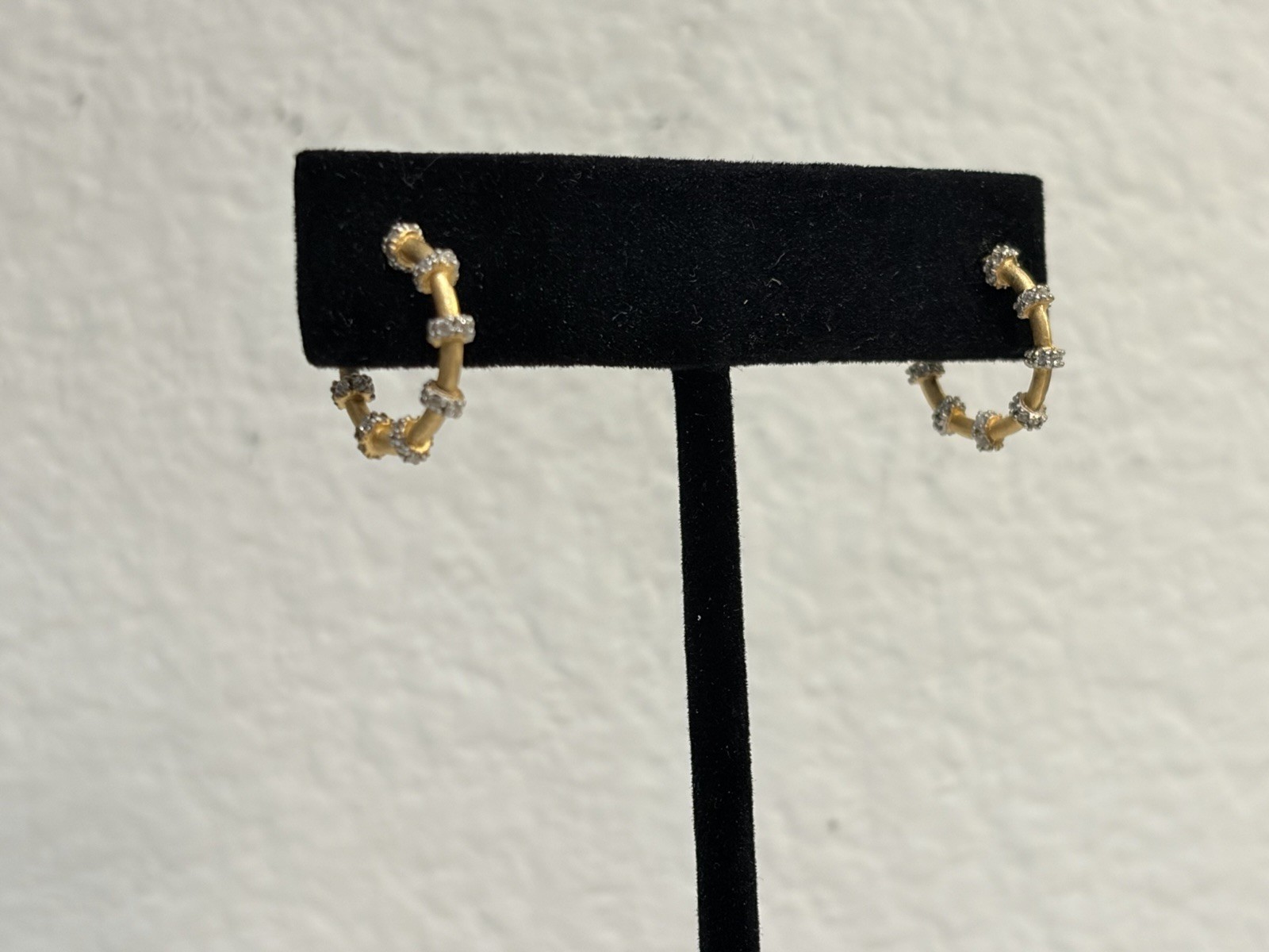 Freida Rothman Sterling Silver Push Back Hoop Earrings Gold and Silver Tone