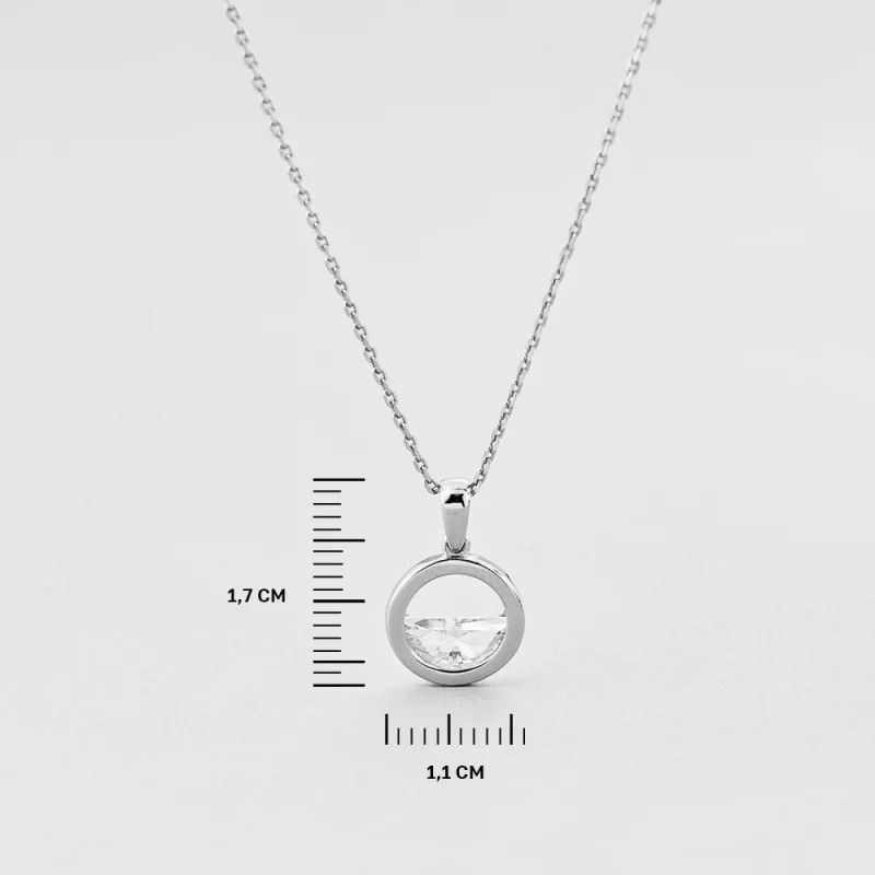 925 Sterling Silver Pendant Necklace White CZ Horizon Bar Minimalist Women