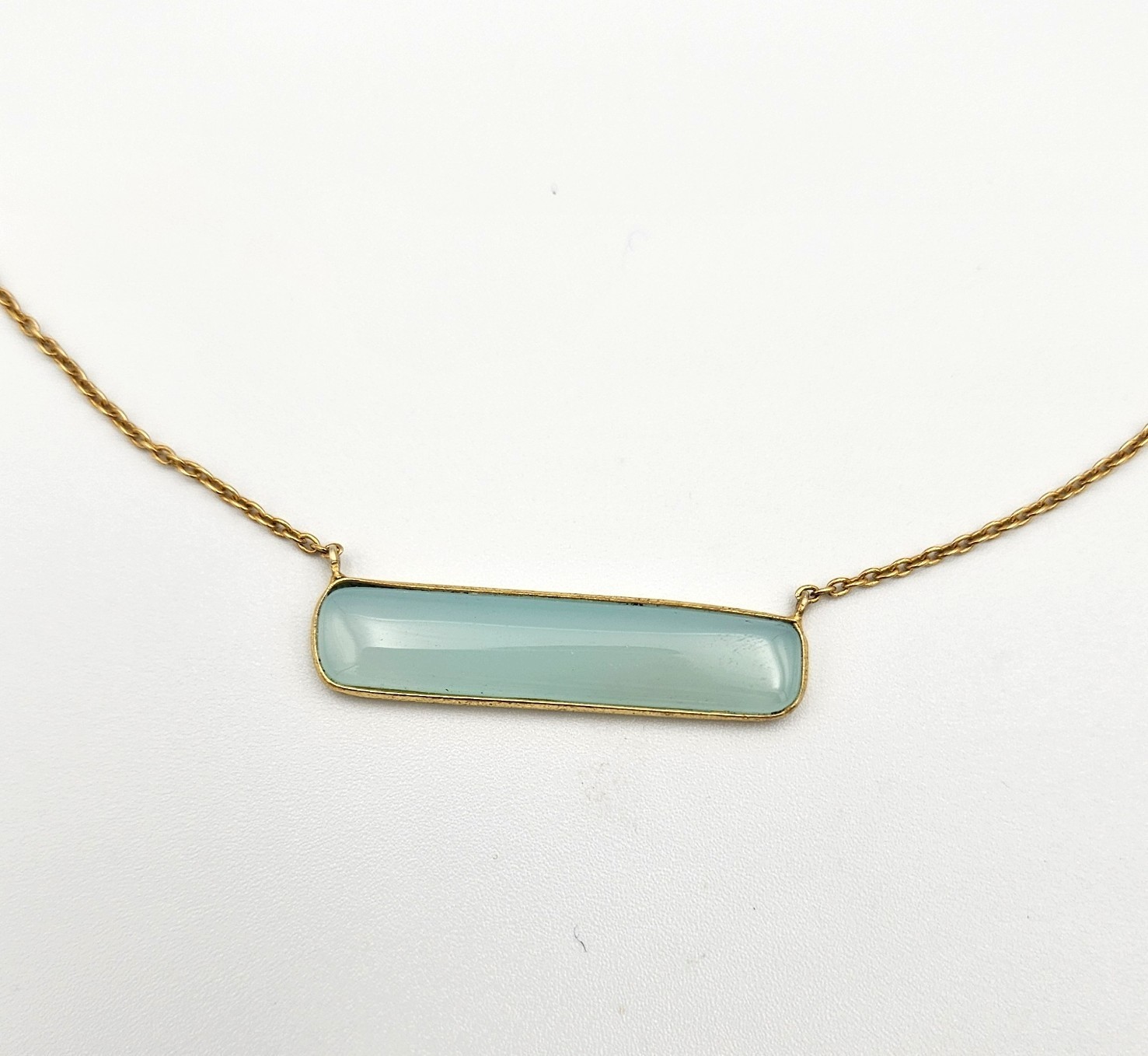 Argento Vivo Bar Pendant Necklace Gold Plated Chalcedony