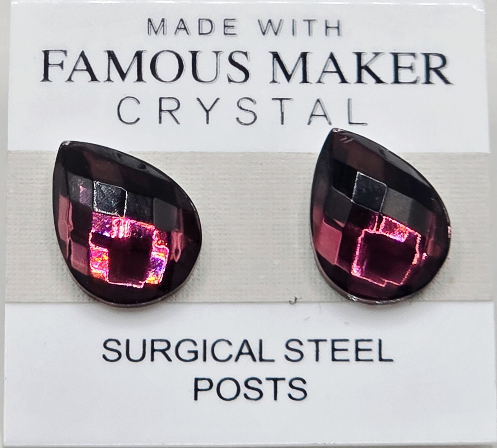 XL Purple Crystal Teardrop Stud Earring 15mm Circle Made with Swarovski Elements