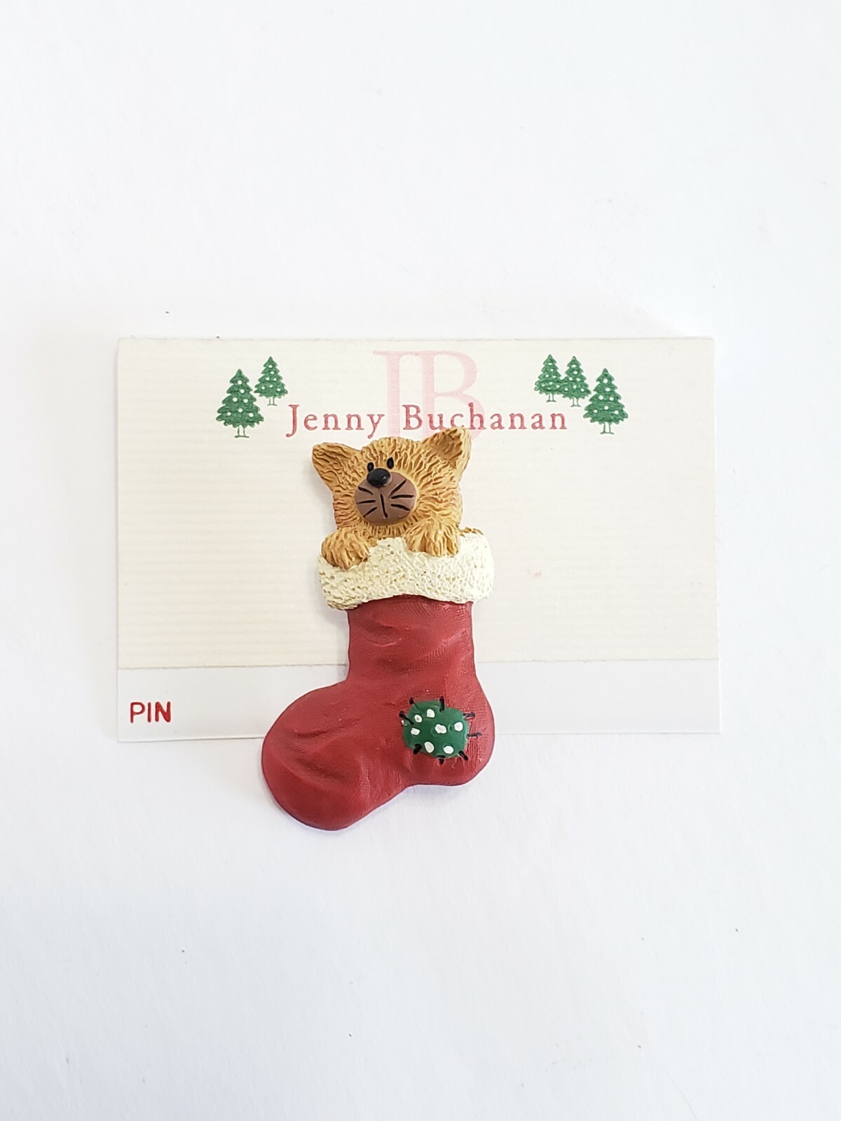 Jenny Buchanan Cat Pin Broche Christmas Tree