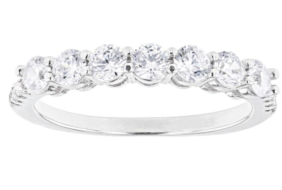 WHITE CZ RHODIUM STERLING SILVER RING BAND SIZE 5 6 7 8 10