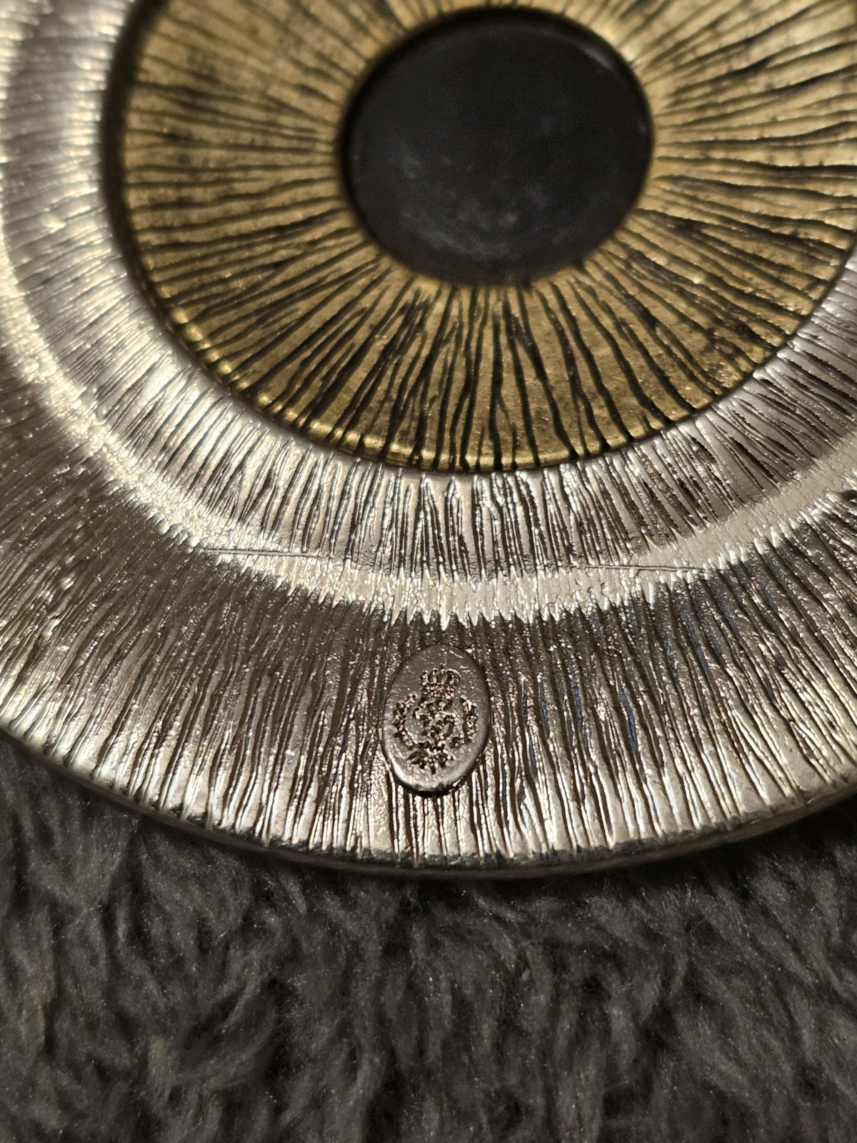 Premier Designs Mesa Enhancer/Pendant Medallion Silver Brass Black Center Stone